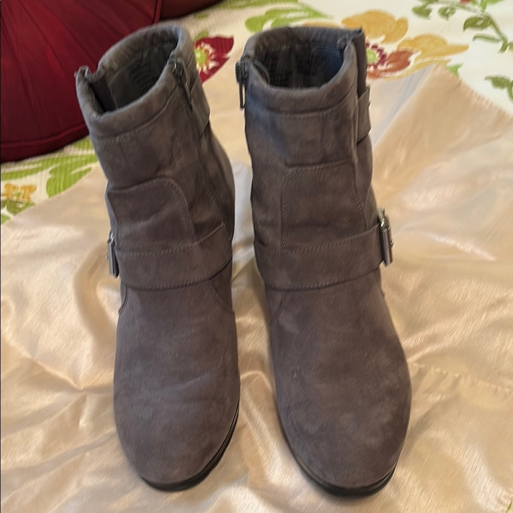 Gray Suede Ankle Boots